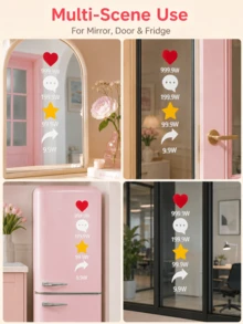 Joivida 2 piezas de pegatinas decorativas de acrílico inspiradas en redes sociales, diseño divertido de Like, Comentario, Estrella y Compartir, calcomanía impermeable y removible para espejo, puerta, refrigerador, coche, parabrisas trasero y oficina - Multicolor - Ver 11