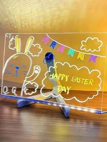1 Set Papan Gambar Bercahaya, Papan Pesan Akrilik LED, Papan Memo. Mainan Melukis Edukatif, Bertenaga USB, Dilengkapi dengan Stand, Kain Lap, dan Pena Warna, Dekorasi Pesta Ulang Tahun, Hadiah untuk Teman, Hadiah Pesta. - Beraneka warna - View 4