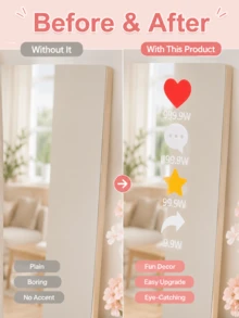 Joivida 2 piezas de pegatinas decorativas de acrílico inspiradas en redes sociales, diseño divertido de Like, Comentario, Estrella y Compartir, calcomanía impermeable y removible para espejo, puerta, refrigerador, coche, parabrisas trasero y oficina - Multicolor - Ver 12