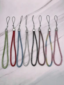 1Pc Rhinestone Phone Lanyard, Bling Crystal Wrist Strap For Cell Phone, Anti-Lost Sparkle Bracelet Lanyard Compatible With Most Smartphones - Multicolor - View 4