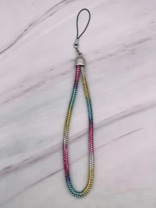 1Pc Rhinestone Phone Lanyard, Bling Crystal Wrist Strap For Cell Phone, Anti-Lost Sparkle Bracelet Lanyard Compatible With Most Smartphones - Multicolor - View 6