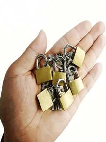 1pc Mini Key Lock Small Brass Color Lock Weather Resistant Anti Theft Security Cabinet Lock Durable Metal With Keys For Locker Garage Backpack Suitcase Toolbox - Mini Padlock - View 2