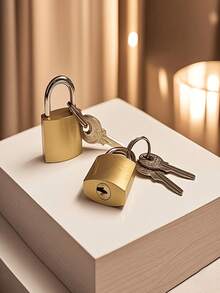1pc Mini Key Lock Small Brass Color Lock Weather Resistant Anti Theft Security Cabinet Lock Durable Metal With Keys For Locker Garage Backpack Suitcase Toolbox - Mini Padlock - View 7