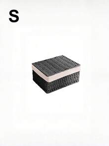 3件套（S+M+L）/1件波西米亚风手工编织收纳篮，带盖，乡村风浴室收纳篮，内衬收纳箱，桌面收纳盒，可用于整理化妆品、钥匙、零食等，轻便耐用，适用于桌面、客厅、浴室、卧室、厨房等场所，方便收纳整理物品，是理想的礼品篮。 - 黑色 - 查看 8