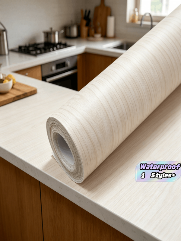 1 tấm giấy dán tường tự dính vân gỗ hiện đại màu trắng, chất lượng cao cấp, chống dầu, chống nước và bền, lý tưởng cho mặt bàn bếp, tủ, bàn làm việc và trang trí tường
