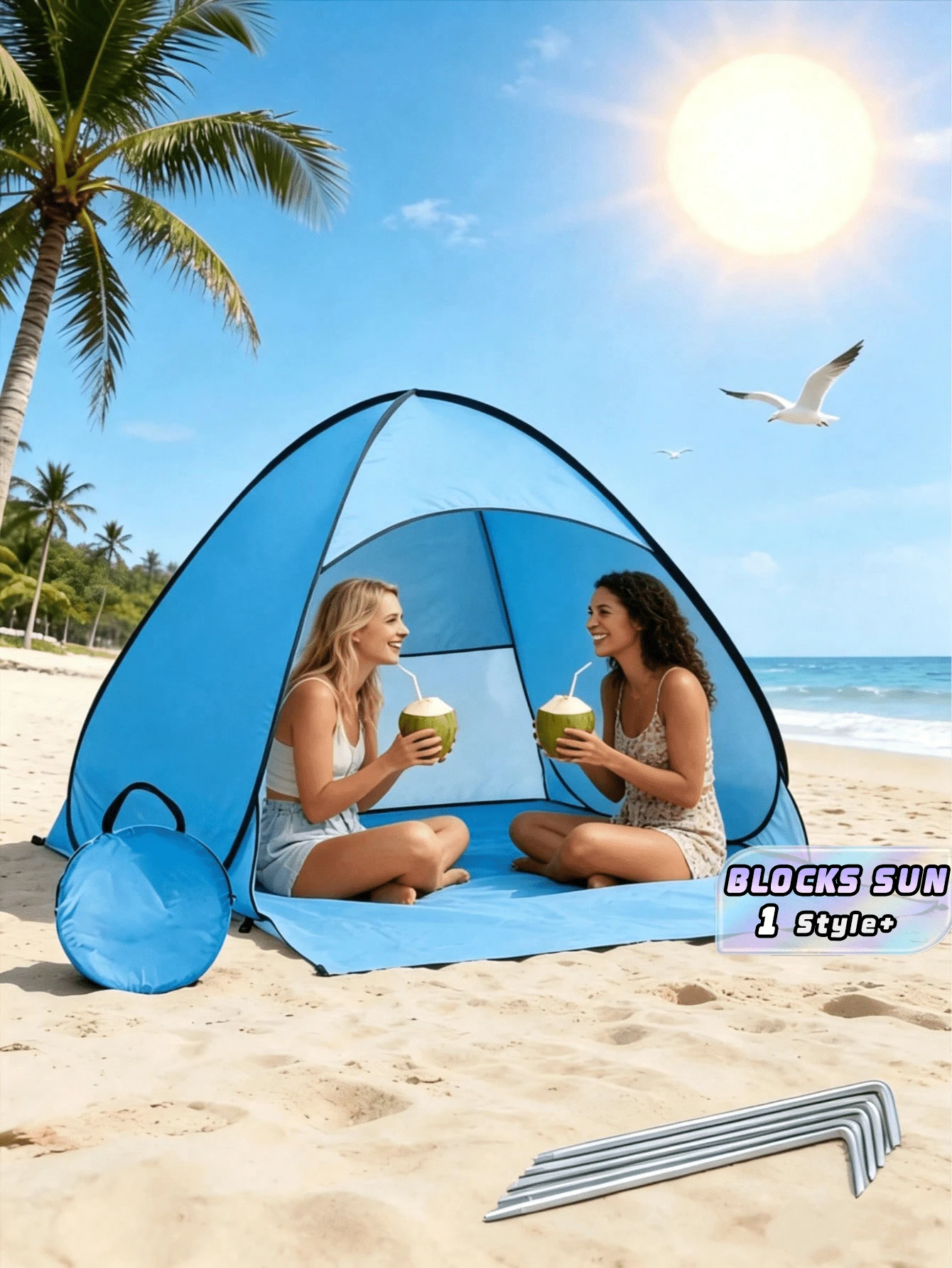 1PC Mesh Pop Up Portable Sun Shade Shelter Beach Tent Outdoor Camping Fishing Canopy Easy Setup Breathable Lightweight Compact For Outdoor Use Summer Vacation Travel Beach Essentials Camping Gear Fishing Accessories