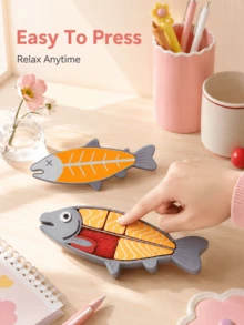 Joivida Novelty Salmon-Shaped With Segmented Fish Meat And Roe Layout, Crafted With Fine Textured Surface For Comfortable Touch. Every Separable Part Works As Independent Pressable Button, Offering Varied Tactile Feedback During Daily Use. - multicolor - View 6