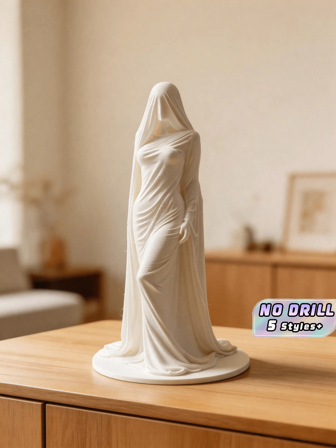1件 3D列印 PLA材質 神秘面具雕塑 家用桌面 酒櫃 餐桌 玄關牆面裝飾 現代藝術擺飾 獨特禮物 - 神秘蒙面女士擺件 - 查看 1