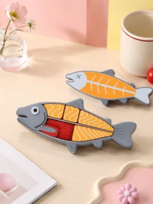 Joivida Novelty Salmon-Shaped With Segmented Fish Meat And Roe Layout, Crafted With Fine Textured Surface For Comfortable Touch. Every Separable Part Works As Independent Pressable Button, Offering Varied Tactile Feedback During Daily Use. - multicolor - View 10