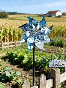 6Pcs Laser Reflective Spinning Windmill Rainbow Bird Repellent For Garden Yard Lawn - A - View 1
