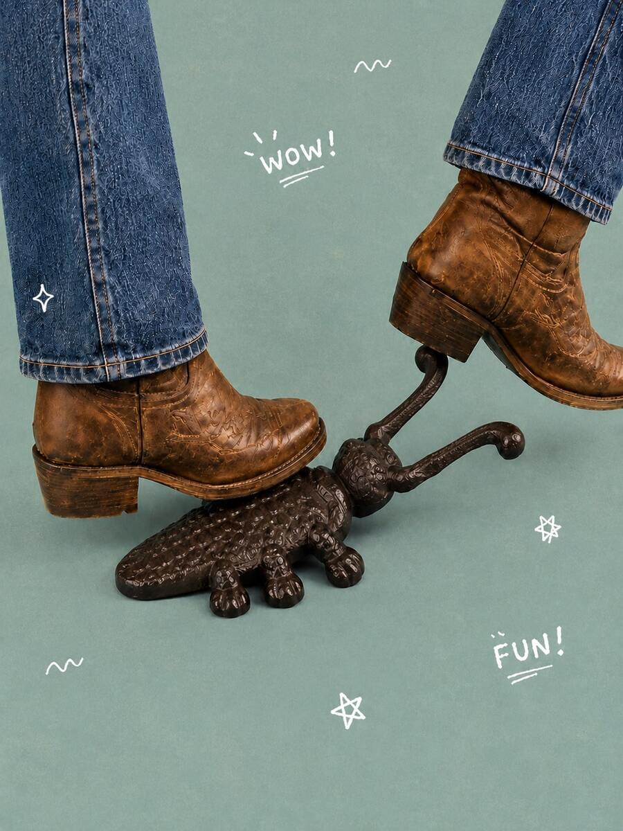 superFUNNYmarket 1Pc Cast Iron Beetle Boot Jack, Vintage Heavy Duty Boot Puller & Shoe Remover, Hands-Free No-Bend Boot Remover Tool For Cowboy, Western, Work & Garden Boots, Rustic Farmhouse Entryway Decor - multicolor - View 1