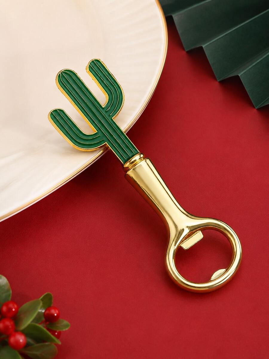 Zazumi 1pc/2pcs Zinc Alloy Beer Bottle Opener, Creative Cactus Shaped Opener, Metal Mini Gift For European And American Parties - Multicolor - View 1