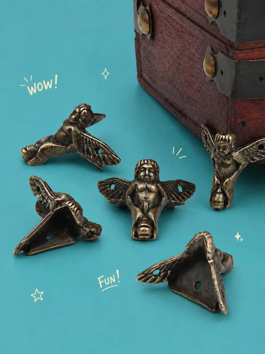 superFUNNYmarket Vintage Zinc Alloy Box Feet & Corner Protectors, Antique Bronze/Gold Ornate Metal Legs, Durable Rust-Resistant Hardware For Wooden Chests, Storage Boxes, Furniture, Handmade Crafts, Antique Reproductions & DIY Projects, Easy To Install - multicolor - View 1