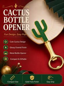 Zazumi 1pc/2pcs Zinc Alloy Beer Bottle Opener, Creative Cactus Shaped Opener, Metal Mini Gift For European And American Parties - Multicolor - View 7