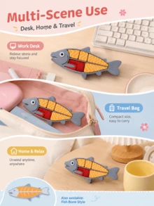 Joivida Novelty Salmon-Shaped With Segmented Fish Meat And Roe Layout, Crafted With Fine Textured Surface For Comfortable Touch. Every Separable Part Works As Independent Pressable Button, Offering Varied Tactile Feedback During Daily Use. - multicolor - View 7