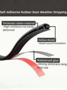 1/3pcs 6-Meter Silicone Rubber Sealing Strip, Door Sealing Strip, Professional Door And Window Self-Adhesive Window Sealing Strip, Self-Adhesive Rear Door Windproof Strip, Rubber Anti-Collision Strip, Suitable For Retail Stores, Restaurants, Hotels, - Multicolor - View 7