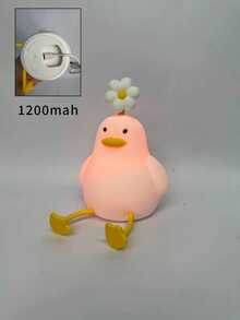 1 PC Of Cute Duck-Shaped Night Light With Sensor, LED Silicone Touch USB Rechargeable. - various - View 7