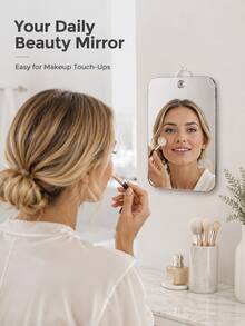 1 Acrylic Mirror With Suction Cup Wall Mount, Shower Mirror With Razor Holder, Unisex, Portable, Suitable For Shaving, Makeup And Other Uses In The Bathroom. - Silver - View 5