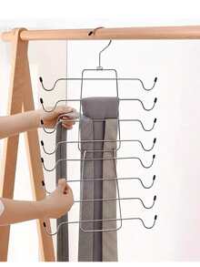 1PC 4/8-Layer Multi-Layer Folding Lingerie Hanger - Space-Saving Camisole Storage Rack, Can Store Clothes, Ties, Etc. For Spa Guest Clothing Storage System, Spa Storage System, Salon Spa Shop. - Silver - View 11
