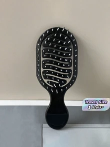 1pc Mini Black Hollow Portable Detangling Brush Hair Styling Tool For Men Women Wet Dry Use All Hair Types Travel Salon Essential Gift For Mom - Multicolor - View 1