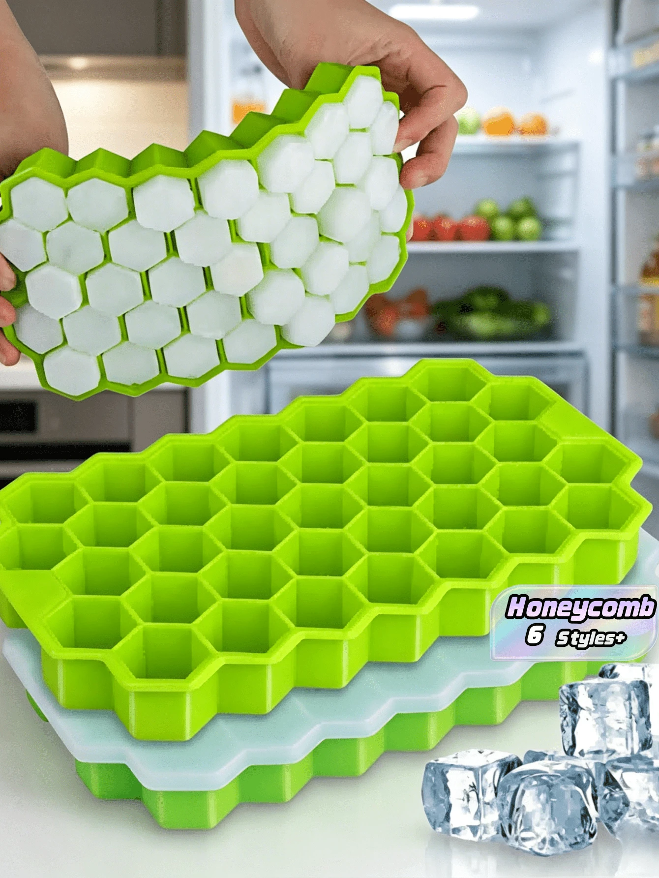 1pc Mini Honeycomb Shaped Ice Cube Tray, Reusable Silicone Ice Mold Suitable For Whiskey, Cocktails, Juices And More, Perfect For Halloween, Christmas And Celebration Events - Multicolor - View 1