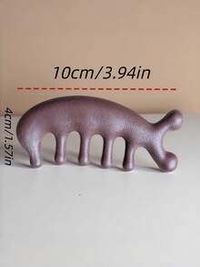 1pc Small Dolphin Massage Comb 5 Teeth Plastic Wood Grain Therapy Comb For Scalp Hair Relaxation Tool - Brown - View 6