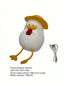 1 PC Of Cute Duck-Shaped Night Light With Sensor, LED Silicone Touch USB Rechargeable. - various - View 13