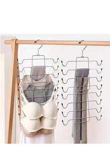 1PC 4/8-Layer Multi-Layer Folding Lingerie Hanger - Space-Saving Camisole Storage Rack, Can Store Clothes, Ties, Etc. For Spa Guest Clothing Storage System, Spa Storage System, Salon Spa Shop. - Silver - View 12