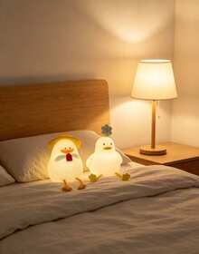 1 PC Of Cute Duck-Shaped Night Light With Sensor, LED Silicone Touch USB Rechargeable. - various - View 12