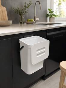 1pc Multi-Function Trash Can, 3L/0.79 Gallon Hanging Garbage Bin, Convenient Kitchen Trash Can, 2-In-1 Wall-Mounted Trash Can, High-Quality Compost Bin, Office Waste Bin, Home Supplies, Kitchen Accessories - Multicolor - View 1