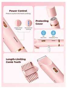 2-In-1 Electric Shaver For Women, Rechargeable And Portable, Suitable For Wet And Dry Use. Perfect For Trimming And Shaving Hair On Arms, Legs, Underarms, Bikini Line, And Facial Hair Including Lip, Chin And Neck. Features Adjustable Head For Smooth - multicolor - View 11