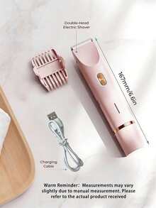 2-In-1 Electric Shaver For Women, Rechargeable And Portable, Suitable For Wet And Dry Use. Perfect For Trimming And Shaving Hair On Arms, Legs, Underarms, Bikini Line, And Facial Hair Including Lip, Chin And Neck. Features Adjustable Head For Smooth - multicolor - View 4