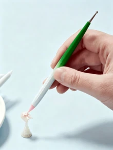 Juego de 5 pinceles de arte de uñas con degradado de doble extremo, punta de silicona y bolígrafo de puntos para manicura, tallado, relieve y decoración de uñas - Rosa - Ver 8