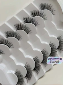7 Pairs Brown Half False Eyelashes Cat Eye Fluffy Soft Clear Band Natural Lengthening Comfortable Reusable For Daily Travel Party Gift - Half Eyelashes - View 1