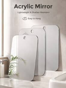 1 Acrylic Mirror With Suction Cup Wall Mount, Shower Mirror With Razor Holder, Unisex, Portable, Suitable For Shaving, Makeup And Other Uses In The Bathroom. - Silver - View 6