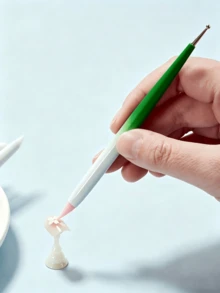 Juego de 5 pinceles de arte de uñas con degradado de doble extremo, punta de silicona y bolígrafo de puntos para manicura, tallado, relieve y decoración de uñas - Rosa - Ver 9