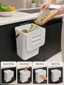 1pc Multi-Function Trash Can, 3L/0.79 Gallon Hanging Garbage Bin, Convenient Kitchen Trash Can, 2-In-1 Wall-Mounted Trash Can, High-Quality Compost Bin, Office Waste Bin, Home Supplies, Kitchen Accessories - Multicolor - View 5