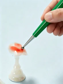 Juego de 5 pinceles de arte de uñas con degradado de doble extremo, punta de silicona y bolígrafo de puntos para manicura, tallado, relieve y decoración de uñas - Rosa - Ver 10