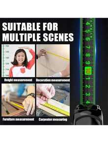 Steel Phosphorescent Measuring Strip-Self-Locking, Retractable, High-Precision, Thick, Anti-Corrosion, Suitable For Night Work And Measurement - black - View 4