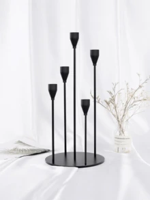 1pc Elegant And Slender Five-Arm Candlestick, Romantic Metal Long-Handled Candlestick, With Widened Base To Prevent Tipping, Romantic Valentine's Day Decoration Candlestick, Elegant Centerpiece For The Dining Table - High Stability Model - View 5