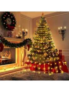 1 PC 200 Warm/Color Light LED Lights With Circular Copper Wire Curtain, USB Powered, 8 Lighting Modes, Suitable For Balcony, Patio, Garden, Wedding, Christmas Tree, Wall, Parties, And Decoration. - multicolor - View 4