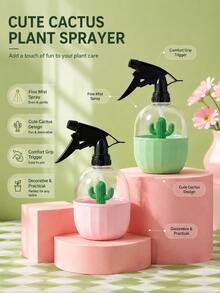 Joivida 1/2Pcs Plastic Watering Sprinkler Can, Cactus Shaped Watering Can, Small Pneumatic Watering Spray Bottle, Suitable For Gardening, Disinfection Sprayer - multicolor - View 7