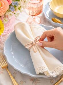 Zazumi 2/4/8pcs Elegant Bow Napkin Rings, High-End Restaurant, Hotel And Daily Table Setting Decoration Accessories - Multicolor - View 6