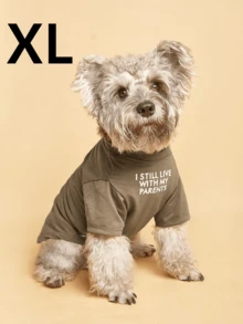 Thin Pet Letter T-Shirt, Khaki Breathable Dog Tee Top, Simple Alphabet Print Puppy Clothes For Spring Summer, Casual Pet Apparel For Small & Medium Dogs - Khaki - View 11