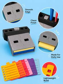 superFUNNYmarket USB Shaped Note Storage Box, Desktop Organizer With Pen Holder, Creative Office Stationery, Desktop Accessories For School, Home, Workspace, Daily Use, Study, And Office Organization, Desktop Storage Rack, Holiday And Birthday Gifts - Multicolor - View 4