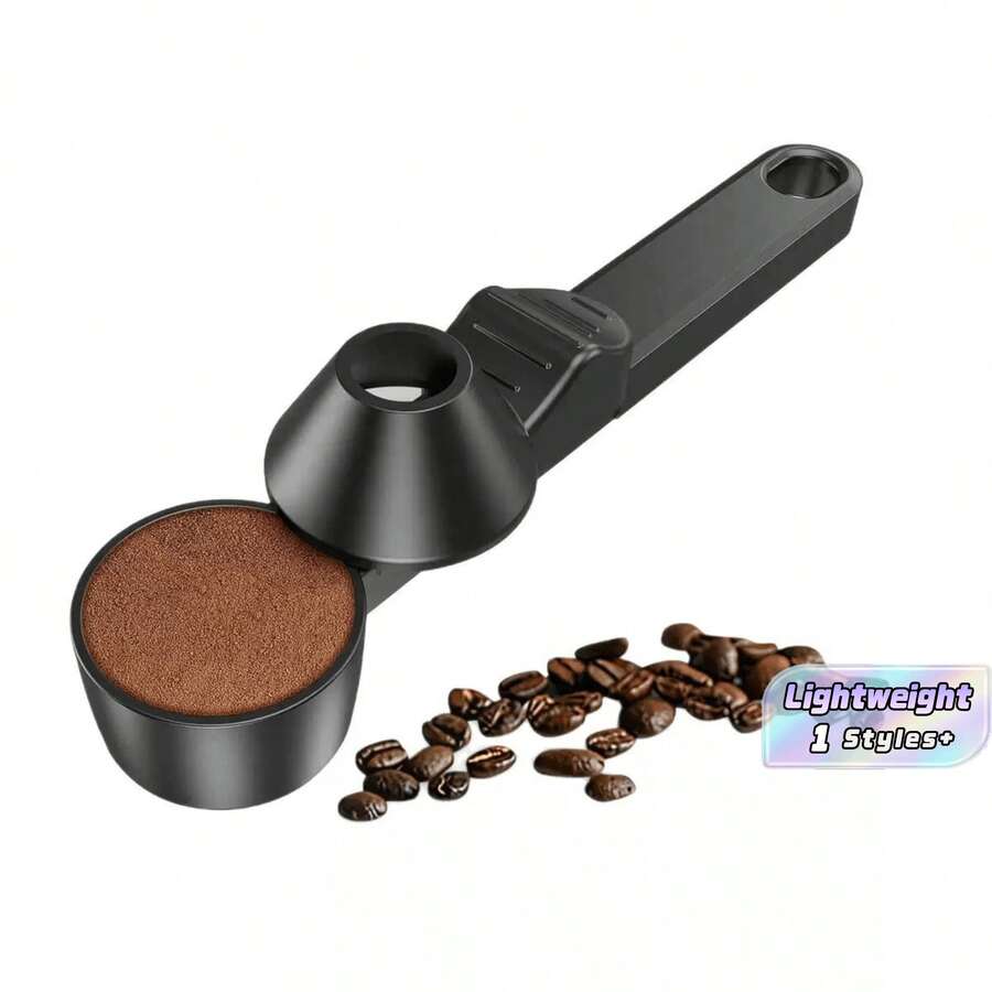 2 Pcs Scoop With Funnel,Funnel Scoop,Protein Scoo P Funnel,Scoo P Funnel For Powder Sliding Bottom Measuring Spoon For Ground Coffee, Protein Powder, Tea, Water Bottles - Black - View 1