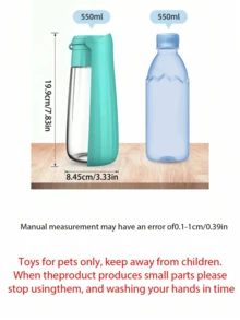 PETSIN 550毫升可折叠轻便塑料宠物水瓶，浅蓝色，便携式旅行水碗，适合狗狗，可用于露营、散步和户外活动，宠物用品 - 300ml-500ml - 查看 8