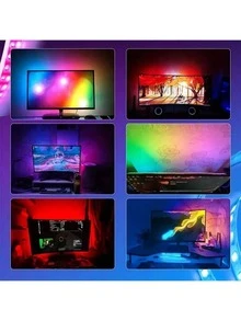 1 قطعة ضوء محيط شاشة الكمبيوتر RGB، مناسب لشاشات كمبيوتر 24"/32"، يعمل بالطاقة من منفذ USB، شريط إضاءة لشاشة الكمبيوتر والتلفزيون، مناسب لشاشات الألعاب والحواسيب الشخصية، لخلق جو مميز في غرفة الألعاب، مع تأثيرات إضاءة ديناميكية، سهل التركيب - USB - مشاهدة 10