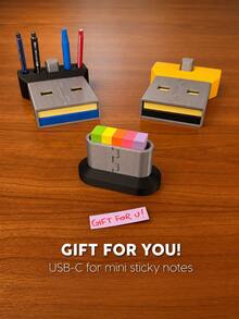 superFUNNYmarket USB Shaped Note Storage Box, Desktop Organizer With Pen Holder, Creative Office Stationery, Desktop Accessories For School, Home, Workspace, Daily Use, Study, And Office Organization, Desktop Storage Rack, Holiday And Birthday Gifts - Multicolor - View 7