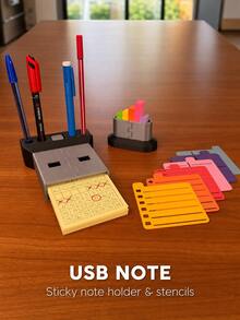 superFUNNYmarket USB Shaped Note Storage Box, Desktop Organizer With Pen Holder, Creative Office Stationery, Desktop Accessories For School, Home, Workspace, Daily Use, Study, And Office Organization, Desktop Storage Rack, Holiday And Birthday Gifts - Multicolor - View 9